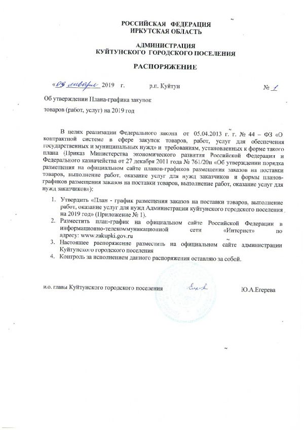 Приказ на план график по 44 фз образец